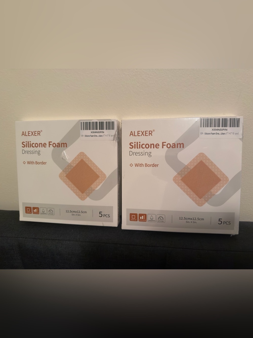 Silicone Foam Dressing with Border - Beige (5 Pack)